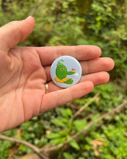 Set of 5 Fun Pin Buttons – Featuring Happy Frog, Strawberry Friend, Mr. Biscuits, Lime with Cupcake, and Peachy Guy