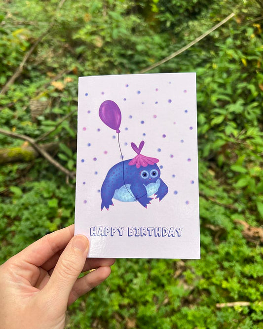 Happy Frog Birthday Card – Fun and Festive with Confetti