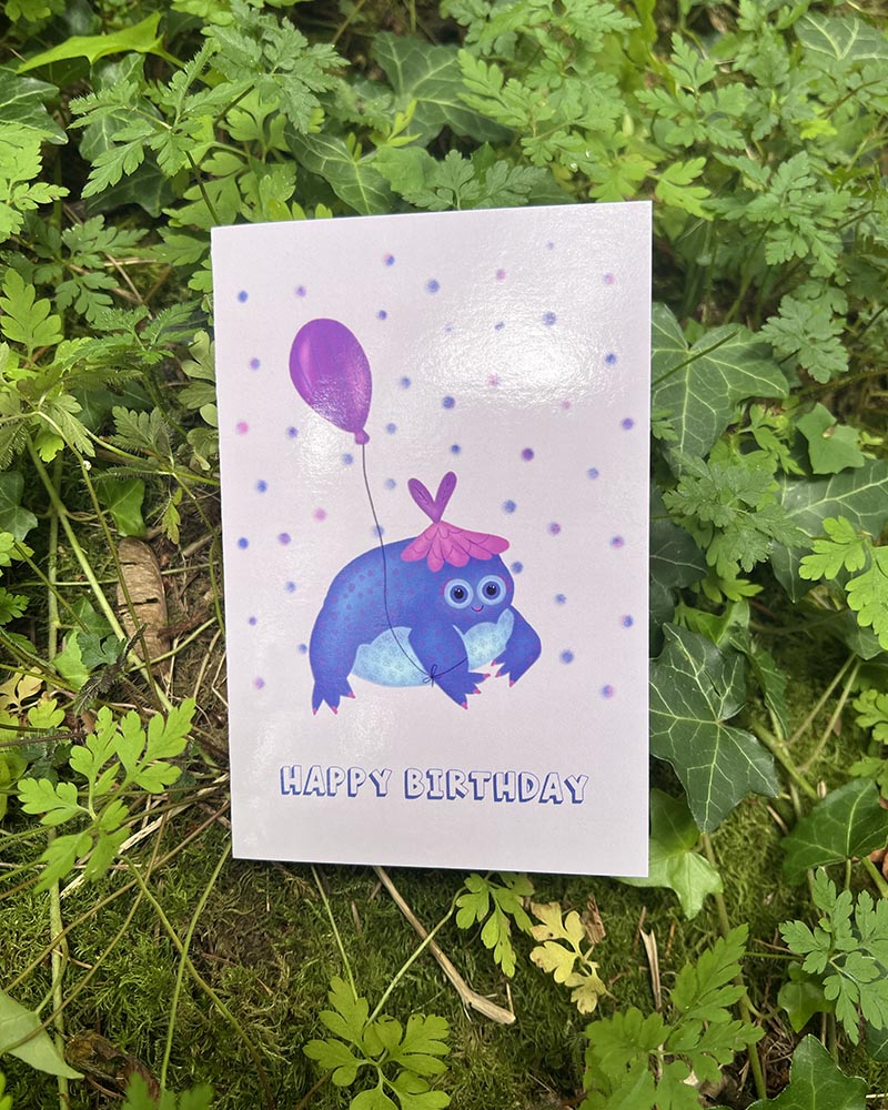 Happy Frog Birthday Card – Fun and Festive with Confetti